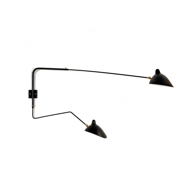 Wall Light with 2 pivoting arms, including 1 curved