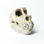 Acid Silver & Polished Sterling Silver Monkey Skull