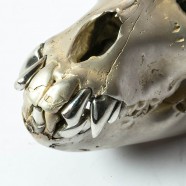 Acid Silver & Polished Sterling Silver Monkey Skull