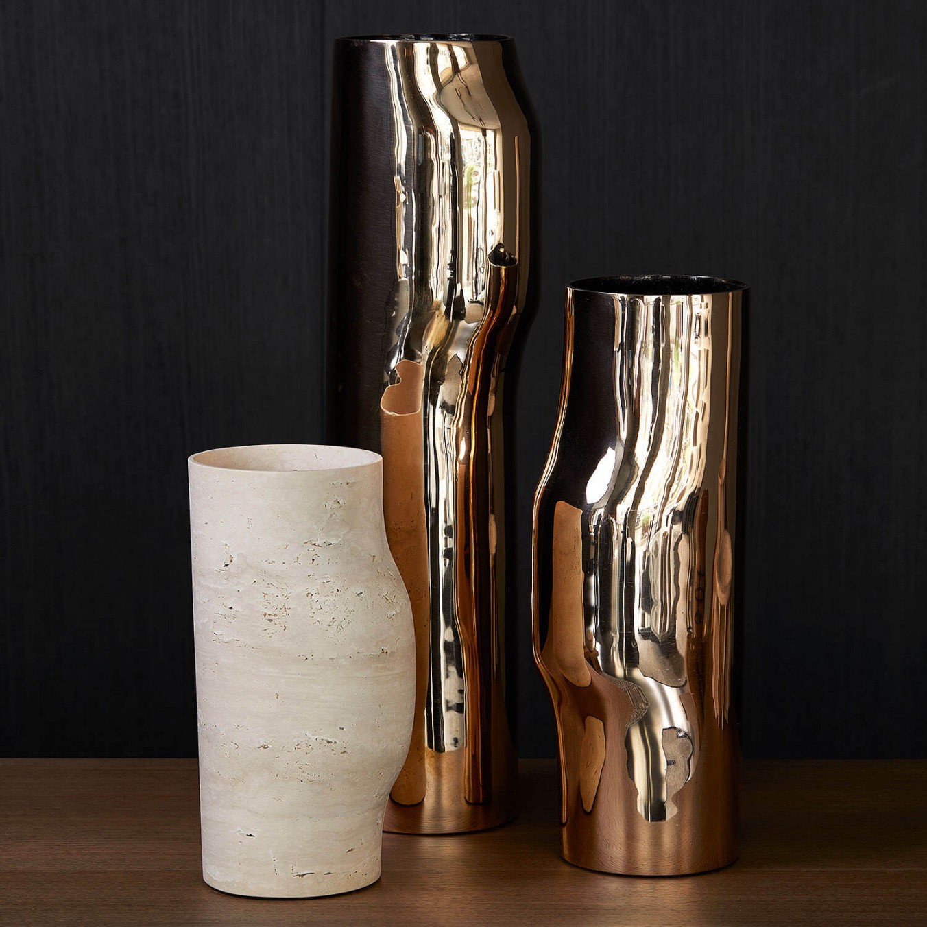 Polished Bronze Bos vases