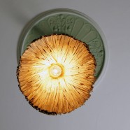 Pressed wood gold pendant light